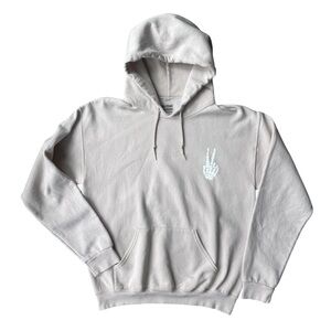 Artist Union Hoodie Sweatshirt Size Men’s M Beige Graphic Skeleton Peace Sign